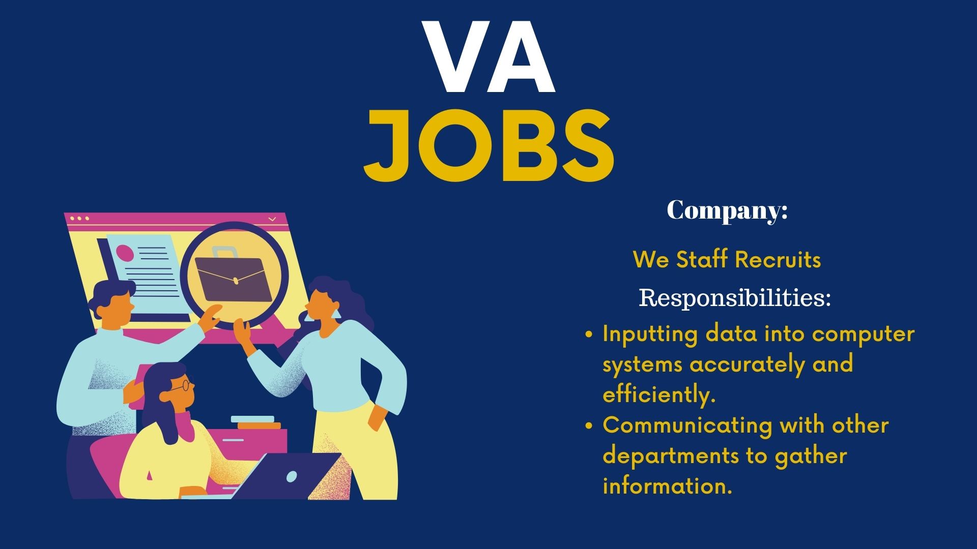 Virtual Assistant – Remote Administrative Data Entry Clerk