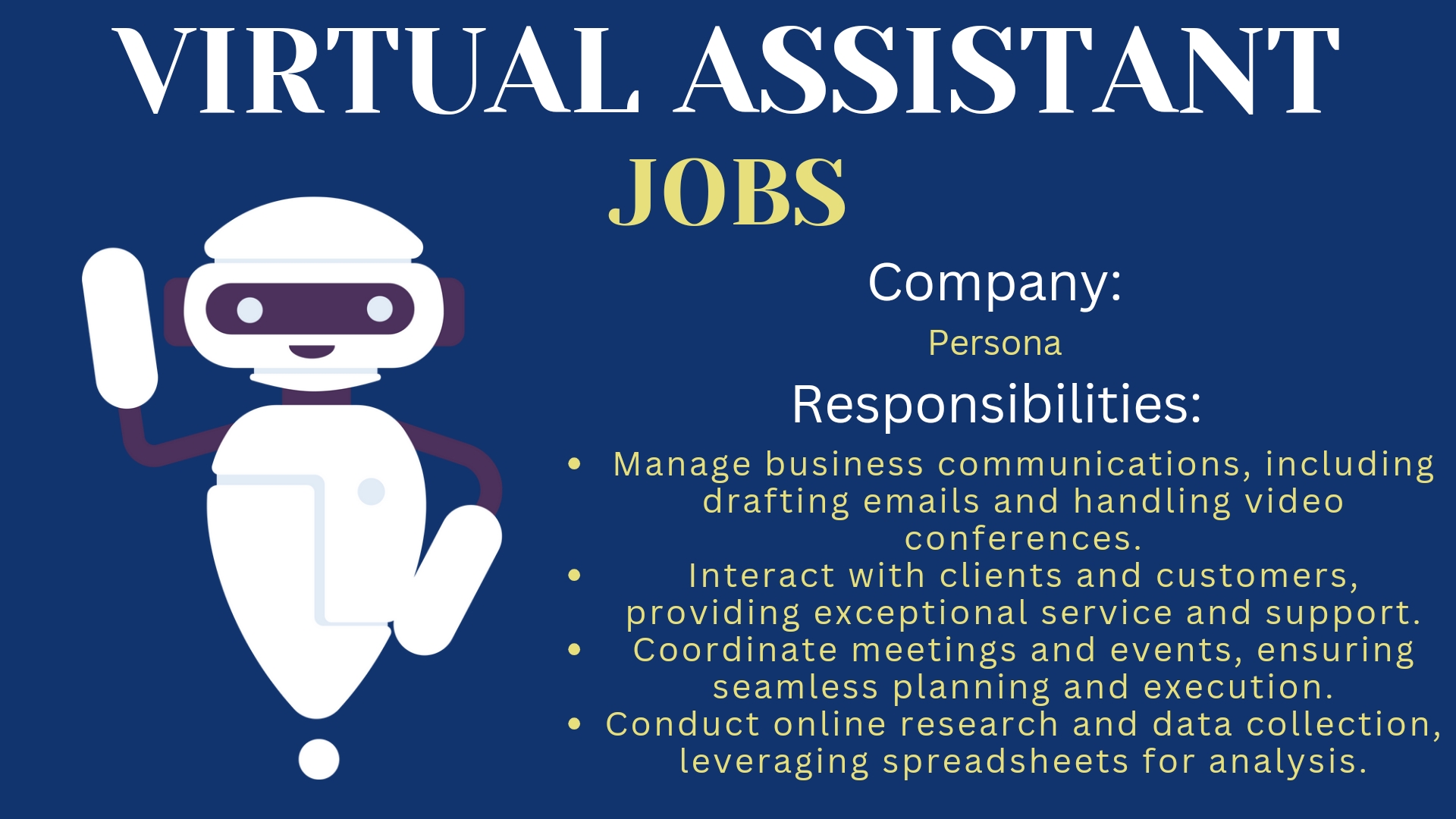 Virtual Assistant (Work From Home) Job